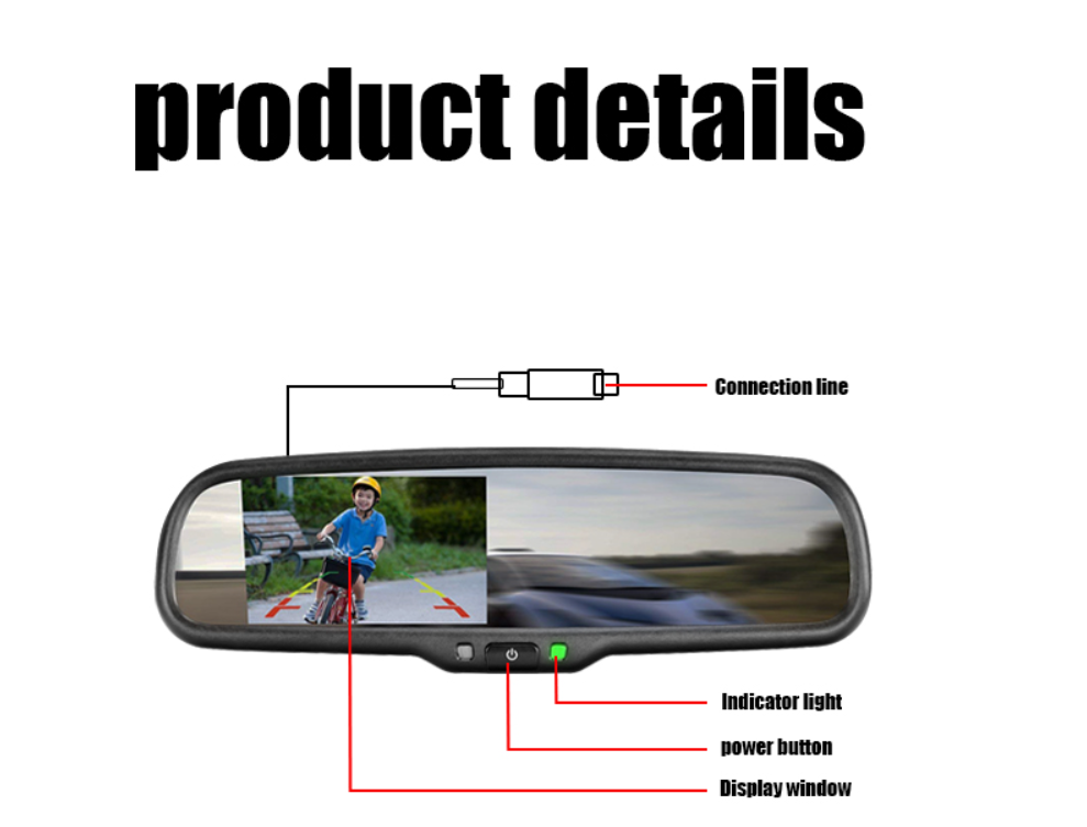 SUP-M043 display window, power button, indicator light and connection line