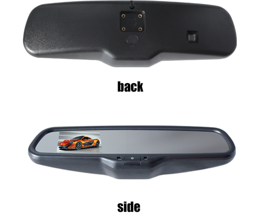 Back and lower front views of the SUP-M043 mirror monitor